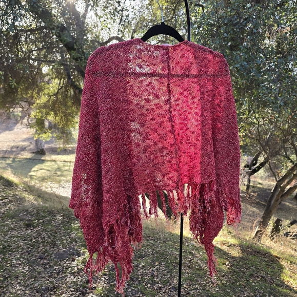 Coldwater Creek Red Knit Shawl - Picture 2 of 3